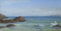 Seas Breaking on Rocks, with a Distant Coastline