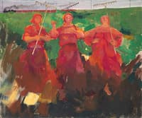Three Peasants With Rakes