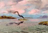 The End of the Journey: A Merchant Vessel Entering the Clyde at Sunrise