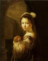 Girl in a Fantasy Costume with a Dog