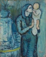 Mother and Child by a Fountain