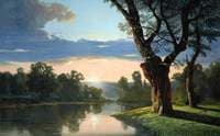 Landscape with a River and Trees, Sunset