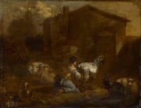 Woman Milking a Goat