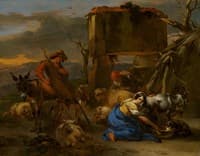 Pastoral Scene with a Shepherdess Milking a Goat