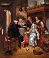 A Surgeon Preparing to Let Blood from the Foot of a Girl, in the Presence of Five Other Figures
