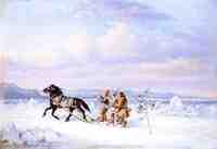 Huntsmen in Horsedrawn Sleigh