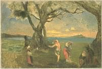 Young People Dancing the Taratella in the Bay of Naples