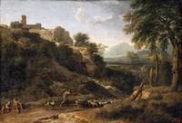 Landscape with a Waterfall, Herdsman and a Flock