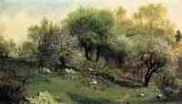 Girl on a Hillside, Apple Blossoms