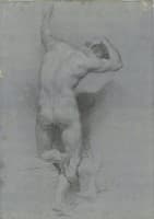 Academic Study of a Male nude, Half-Kneeling