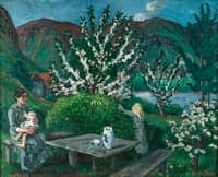 Mother and Child(ren?) by the Garden Table