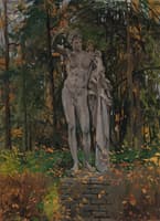 Statue of Hermes in a Garden