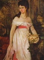 Portrait of a lady, standing in a white dress