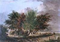 Trees by a River with Cattle