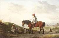 A Boy on Horseback Conversing with a Countryman at the Roadside