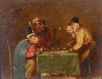 From a Set of Four Singeries: Three Monkeys Drinking at a Table