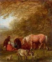 Gypsy Encampment with Horse and Donkey