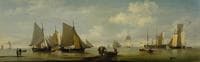 Fishing Smacks Becalmed near a Shore