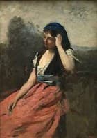 Young Woman Leaning on her Left Elbow