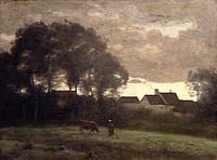 Cowmaid in a Field at Sunset