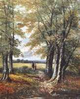 Woodland Scene with Figures on a Path