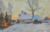 Winter Village at Sunset