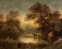 Cattle at a Woodland Pond