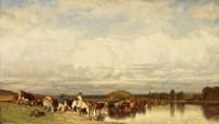 Cows Crossing a Ford