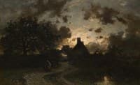 Village Landscape at Sunset