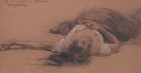 Study of a recumbent woman for the painting Murder in the House