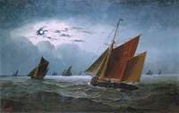Seascape, Fishing Boats by Moonlight