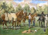 Horses Being Saddled