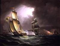 A Smuggling Lugger Chased by a Naval Brig