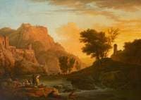 A River Landscape with a Town Above