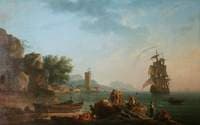 Coast Scene with a British Man of War