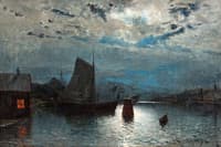 River Landscape in the Moonlight