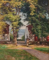 Farm with Sunlit Trees on the Coast