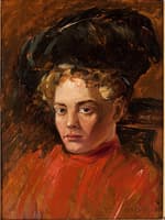 Lady in Hat and Red Dress