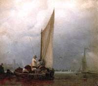 A River Scene with Barges