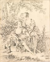 Three Young Women by the Edge of a Stream