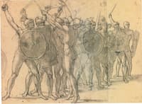 Nude Soldiers Gesticulating with their Weapons, study for 'the Sabines'