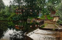 Red House Reflected in a Pond
