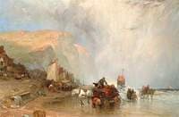 Coastal Scene, Fishermen Unloading Their Catch
