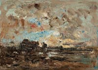 Dawn Landscape with Figures and Cart
