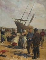 Frisian Fishermen and Fisherwomen Unloading the Catch