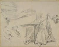 Study of Lower Half of Figure Wearing a Long Coat