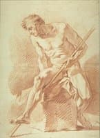 Naked Man Holding a Long Staff