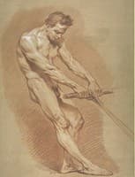 Naked Man Pulling a Load