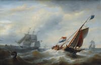 Dutch Sailing Vessels in Choppy Sea