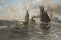 Cutters and Tugboat in the North Sea